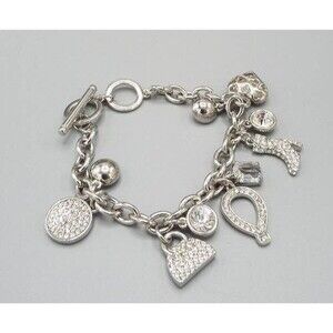 Chico's Silver Tone Children's Miracle Network Charm Crystal Bracelet